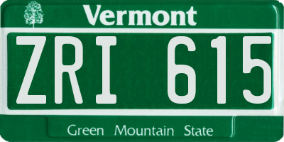 VT license plate ZRI615