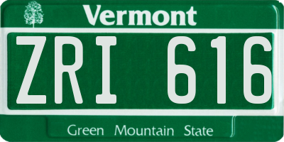 VT license plate ZRI616