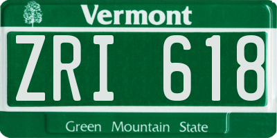 VT license plate ZRI618