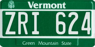 VT license plate ZRI624