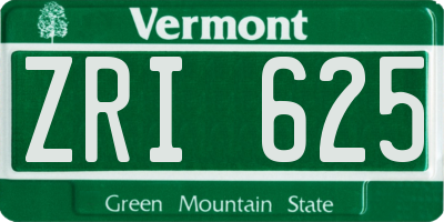 VT license plate ZRI625