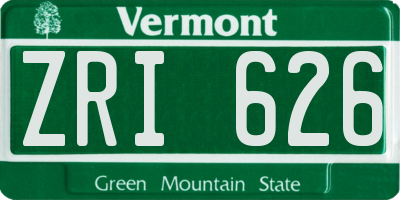VT license plate ZRI626