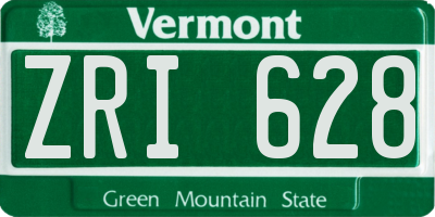 VT license plate ZRI628
