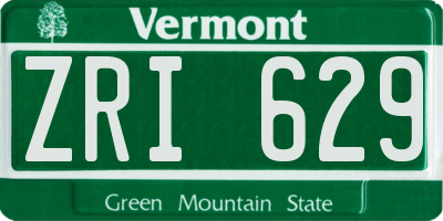 VT license plate ZRI629