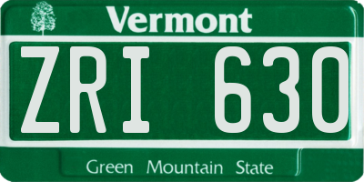 VT license plate ZRI630