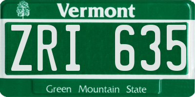 VT license plate ZRI635