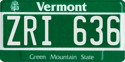 VT license plate ZRI636