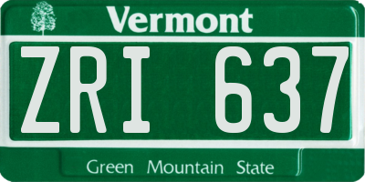 VT license plate ZRI637