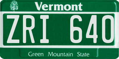 VT license plate ZRI640