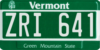VT license plate ZRI641