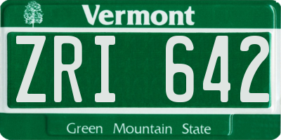 VT license plate ZRI642