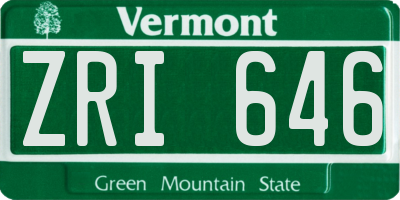 VT license plate ZRI646