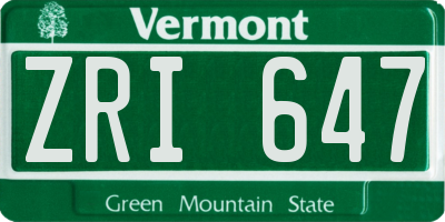 VT license plate ZRI647