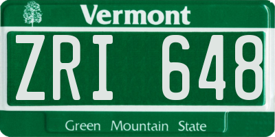 VT license plate ZRI648