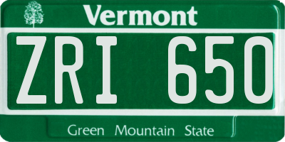 VT license plate ZRI650