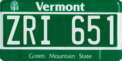VT license plate ZRI651