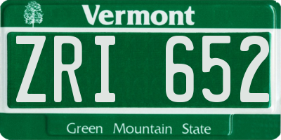 VT license plate ZRI652