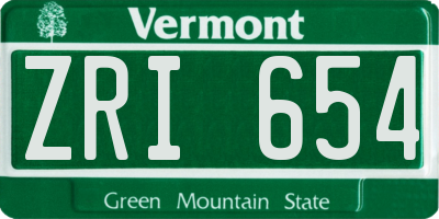 VT license plate ZRI654