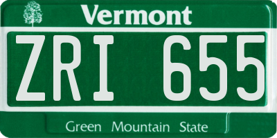 VT license plate ZRI655
