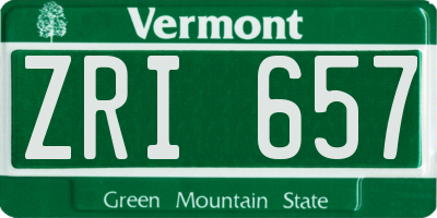 VT license plate ZRI657