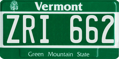 VT license plate ZRI662
