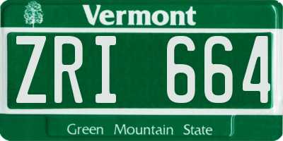 VT license plate ZRI664