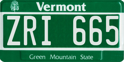 VT license plate ZRI665
