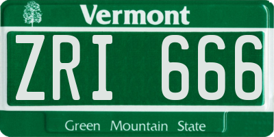 VT license plate ZRI666