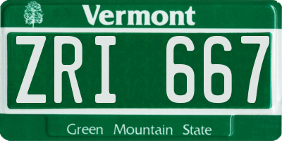 VT license plate ZRI667