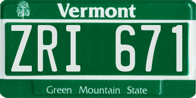 VT license plate ZRI671