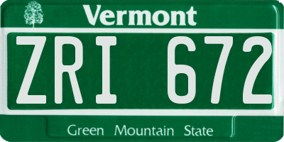 VT license plate ZRI672