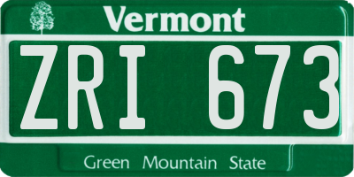 VT license plate ZRI673
