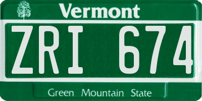 VT license plate ZRI674