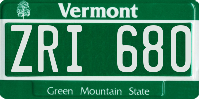 VT license plate ZRI680