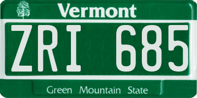 VT license plate ZRI685