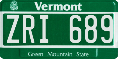 VT license plate ZRI689