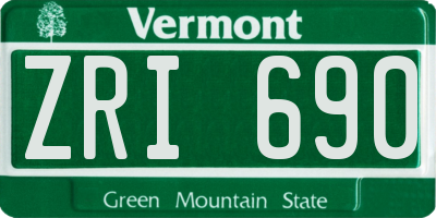 VT license plate ZRI690
