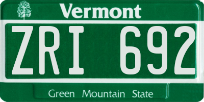 VT license plate ZRI692