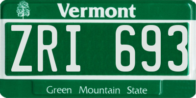 VT license plate ZRI693