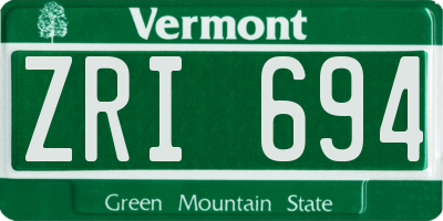 VT license plate ZRI694