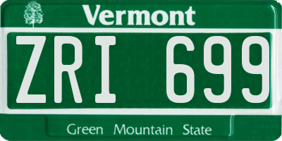 VT license plate ZRI699