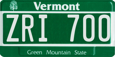 VT license plate ZRI700