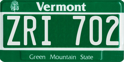 VT license plate ZRI702