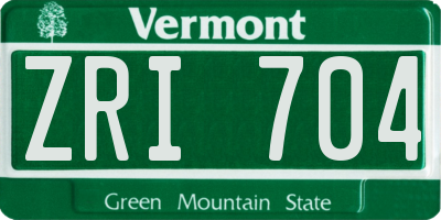 VT license plate ZRI704