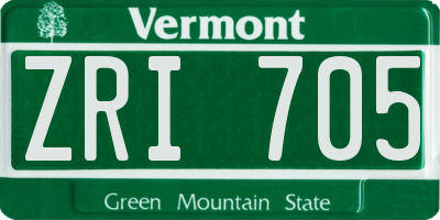 VT license plate ZRI705