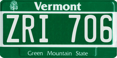 VT license plate ZRI706