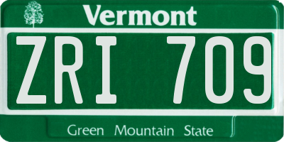 VT license plate ZRI709