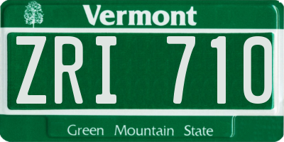 VT license plate ZRI710
