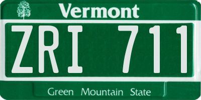 VT license plate ZRI711