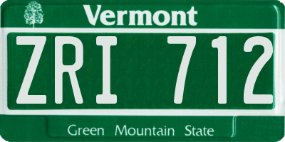 VT license plate ZRI712